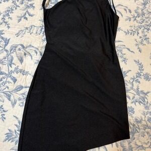 Lioness Black Asymmetric One Shoulder Mini Dress with open back